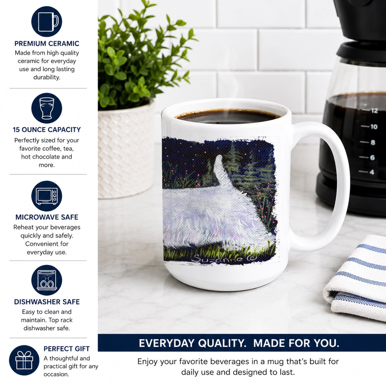 Sealyham Terrier Ceramic Coffee Mug 15 oz Decorative Large C Handle Mug Cup for Tea, Cocoa Hot Chocolate
