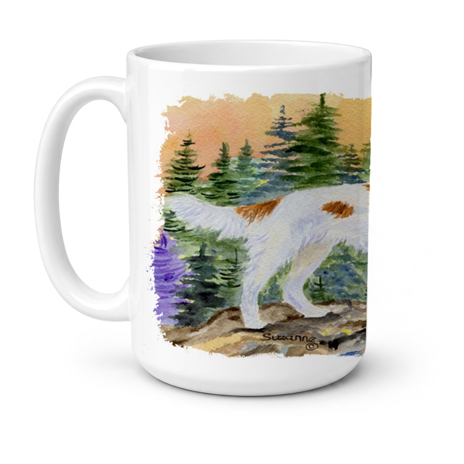 Setter Ceramic Coffee Mug 15 oz Decorative Large C Handle Mug Cup for Tea, Cocoa Hot Chocolate