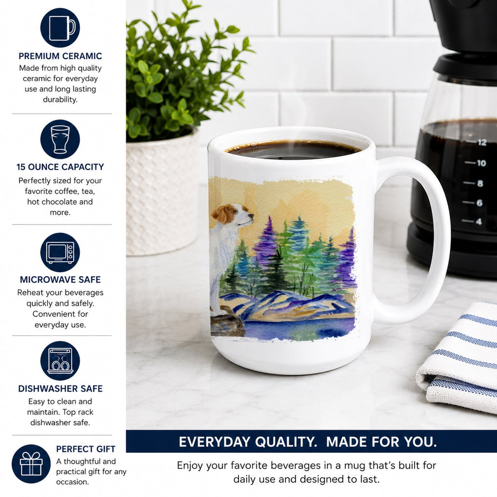 Setter Ceramic Coffee Mug 15 oz Decorative Large C Handle Mug Cup for Tea, Cocoa Hot Chocolate