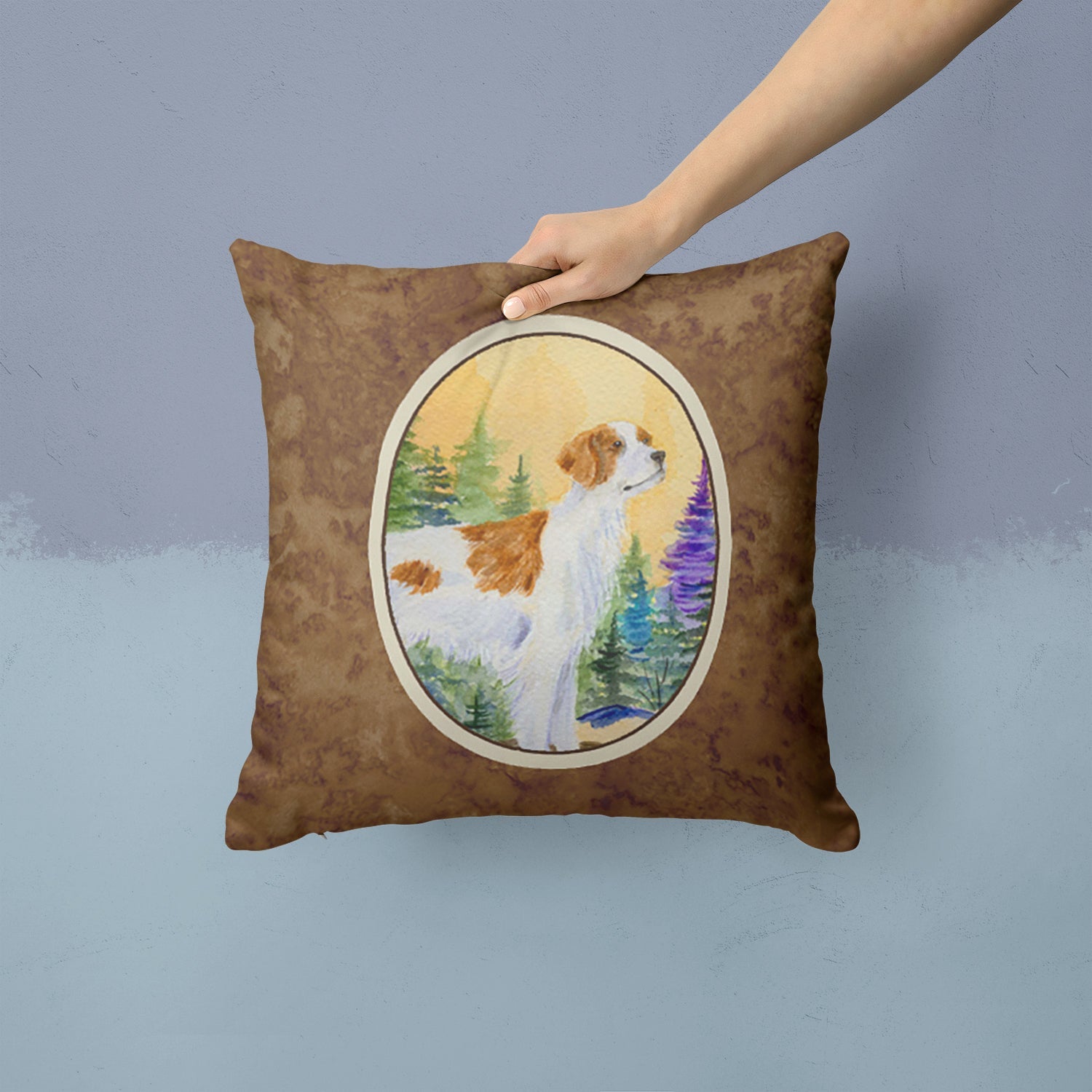 Setter Decorative Throw Pillow 14x14 Indoor Outdoor Accent Cushion, Fabric Cover with Insert for Sofa, Bed, Porch & Living Room