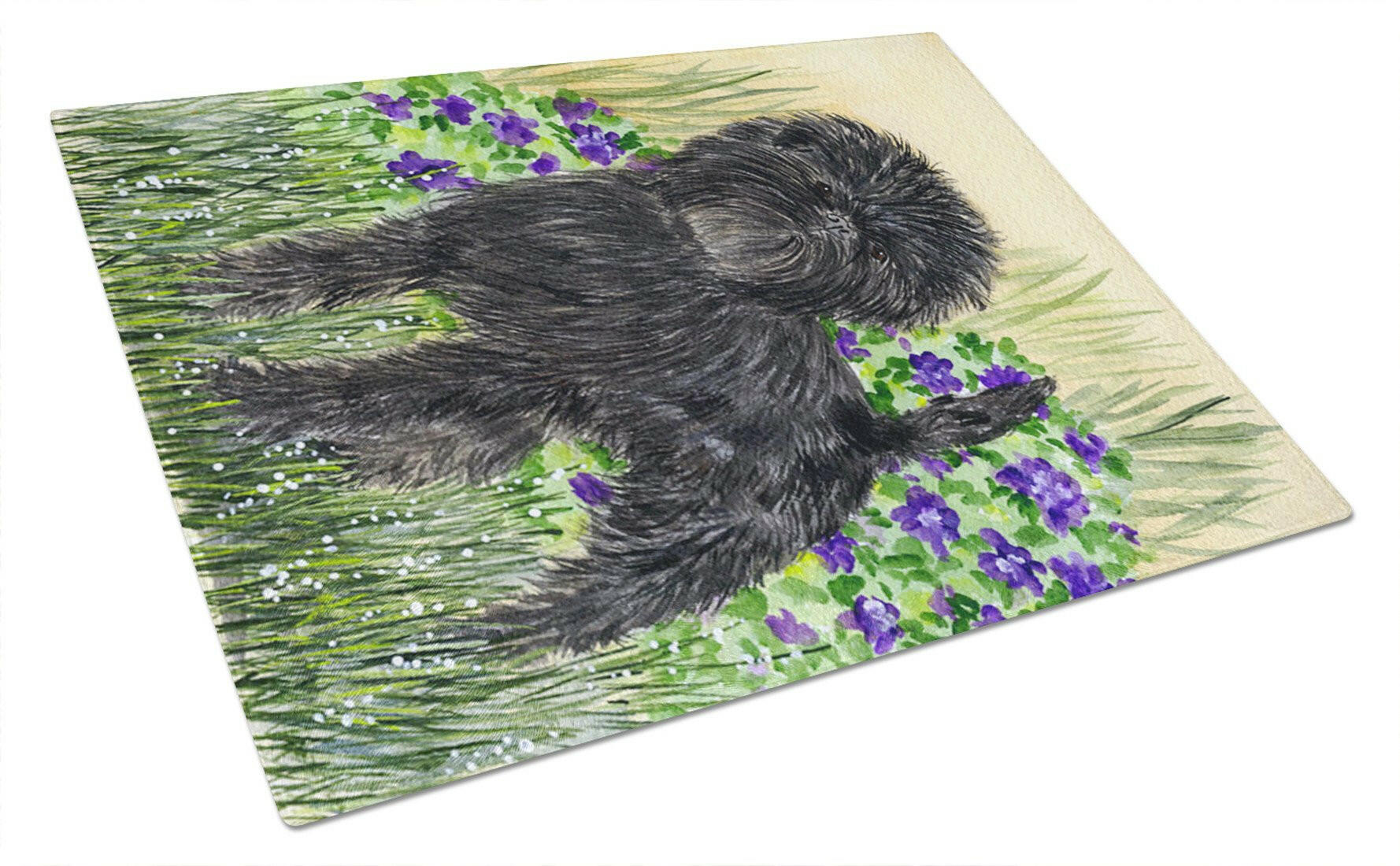 Affenpinscher Cutting Board Tempered Glass Kitchen Cutting Surface, Heat Resistant Chopping, Non-Slip Feet, Food Prep & Serving