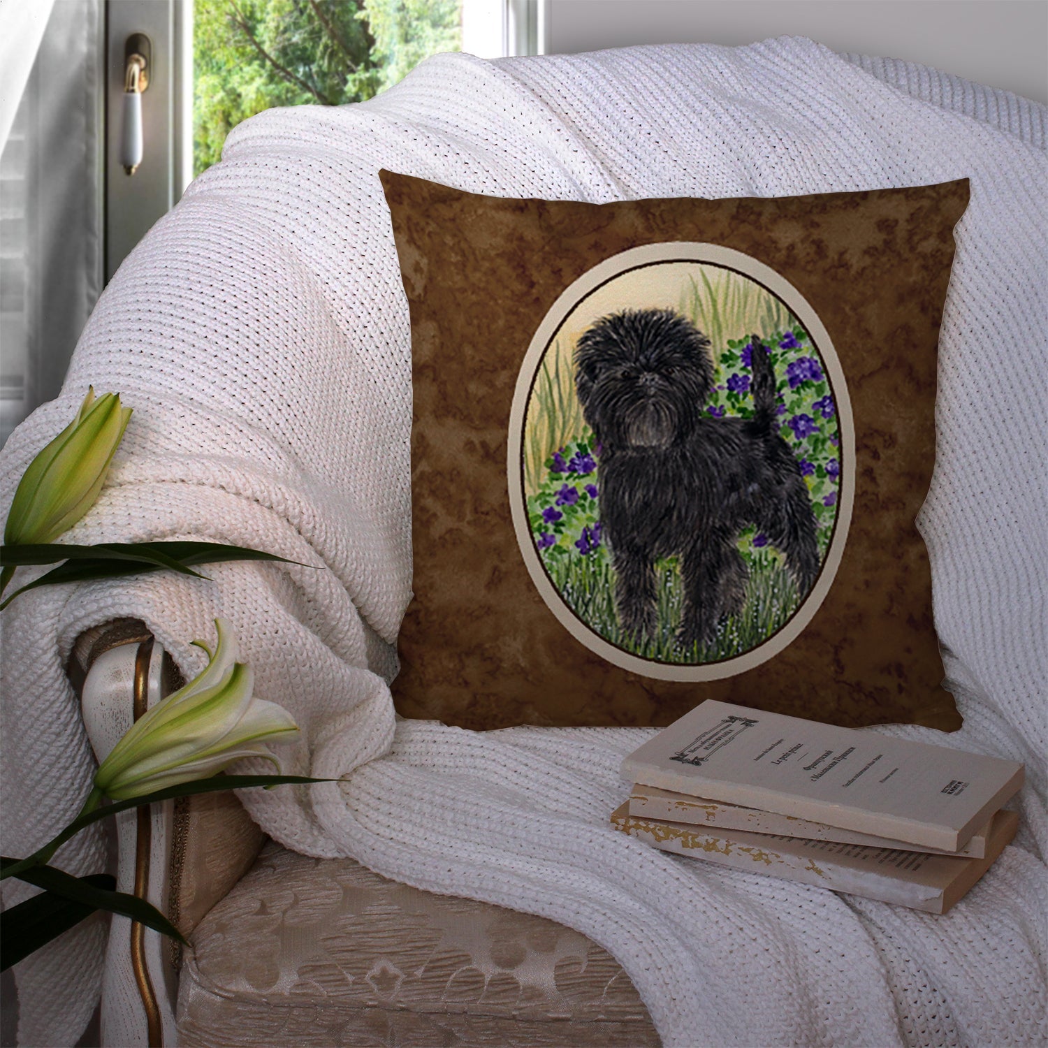 Affenpinscher Decorative Throw Pillow 14x14 Indoor Outdoor Accent Cushion, Fabric Cover with Insert for Sofa, Bed, Porch & Living Room