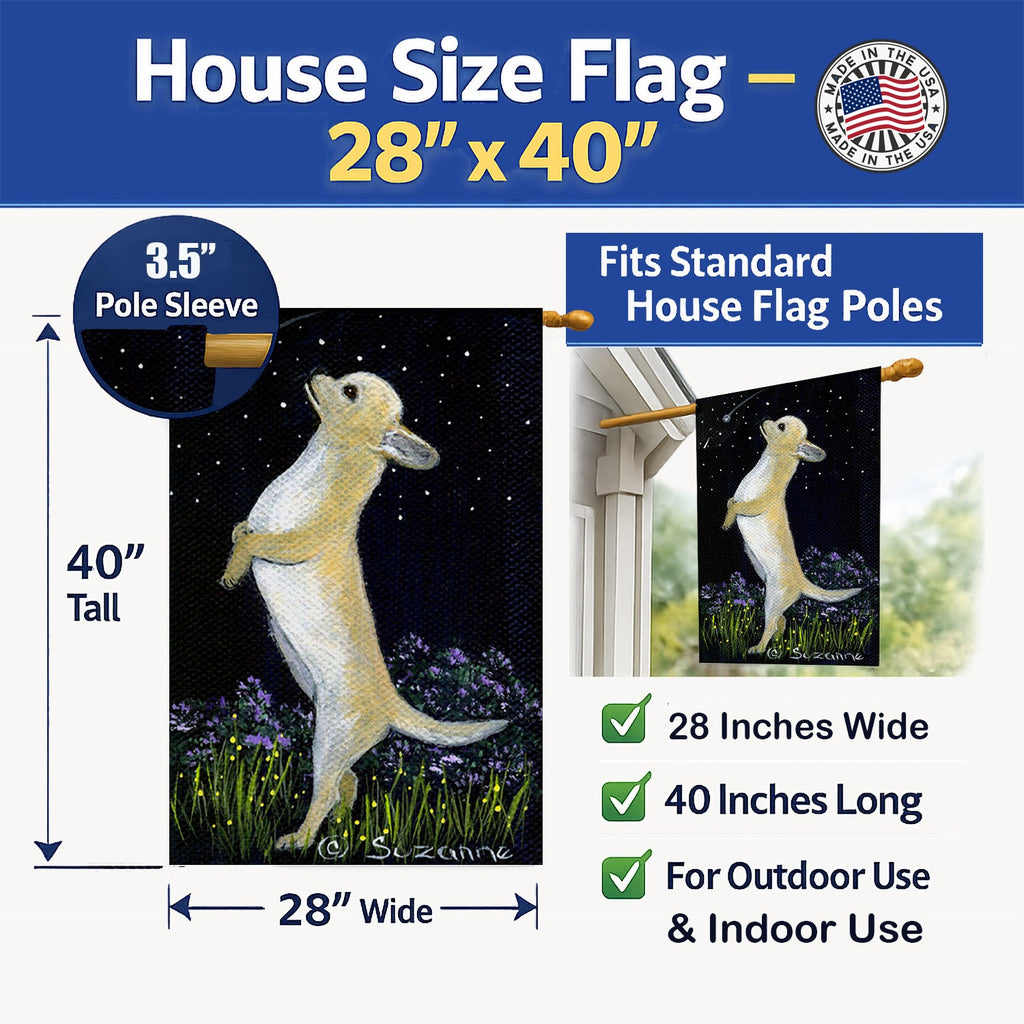 Chihuahua House Flag 28x40 Porch Sleeve Pole Decorative Outside Yard Banner Artwork Wall Hanging, Polyester