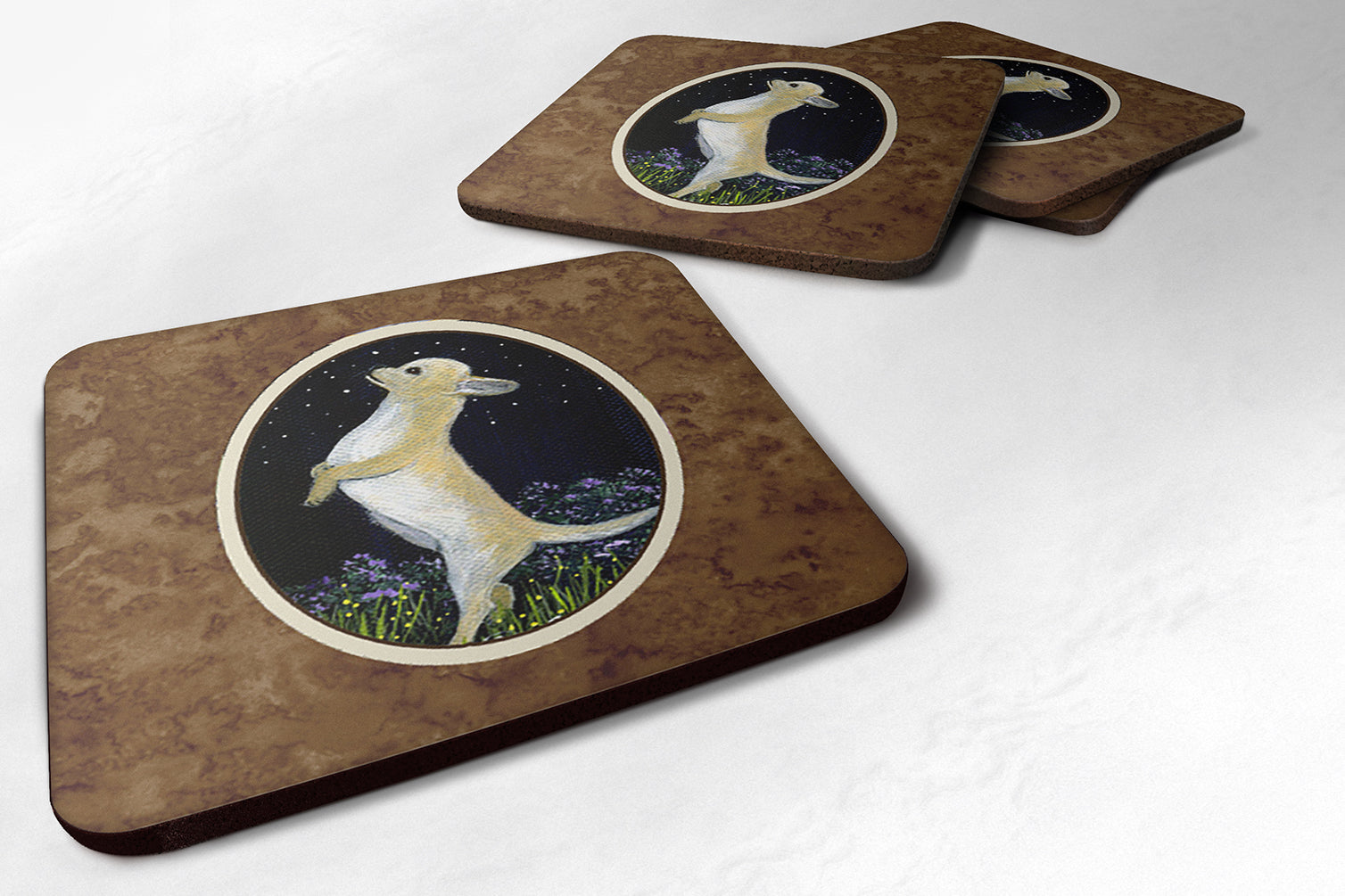 Chihuahua Foam Coasters Set of 4 Cup Coasters for Indoor Outdoor, Tabletop Protection, Anti Slip, Mouse pad Material