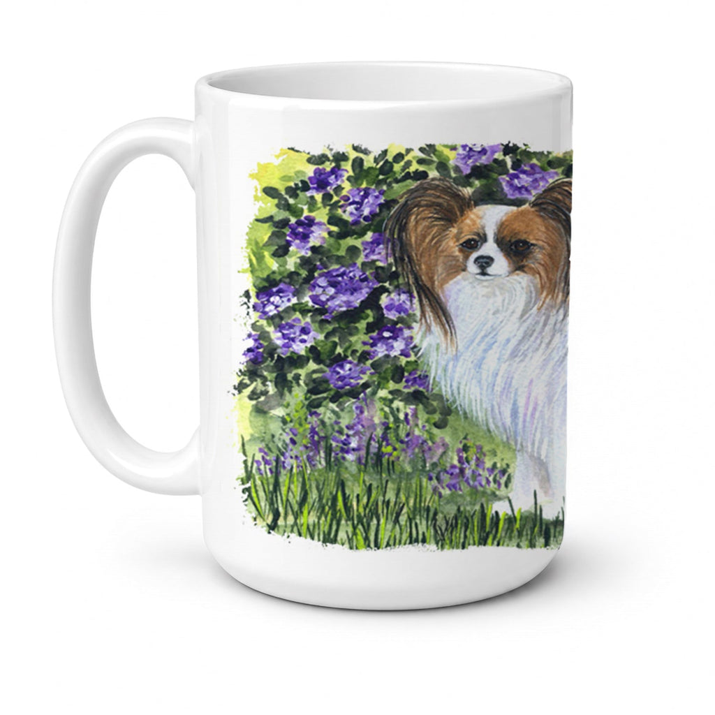 Papillon Ceramic Coffee Mug 15 oz Decorative Large C Handle Mug Cup for Tea, Cocoa Hot Chocolate