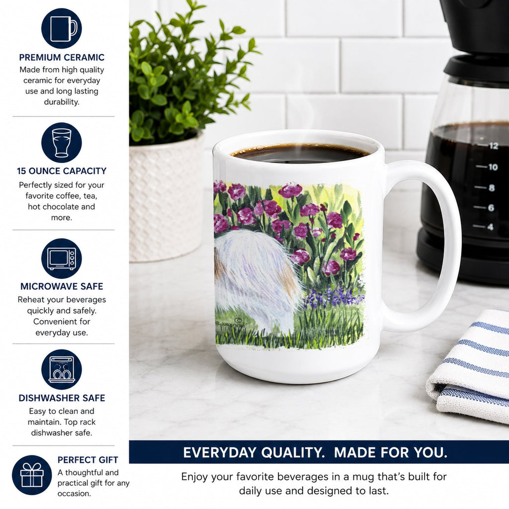 Papillon Ceramic Coffee Mug 15 oz Decorative Large C Handle Mug Cup for Tea, Cocoa Hot Chocolate