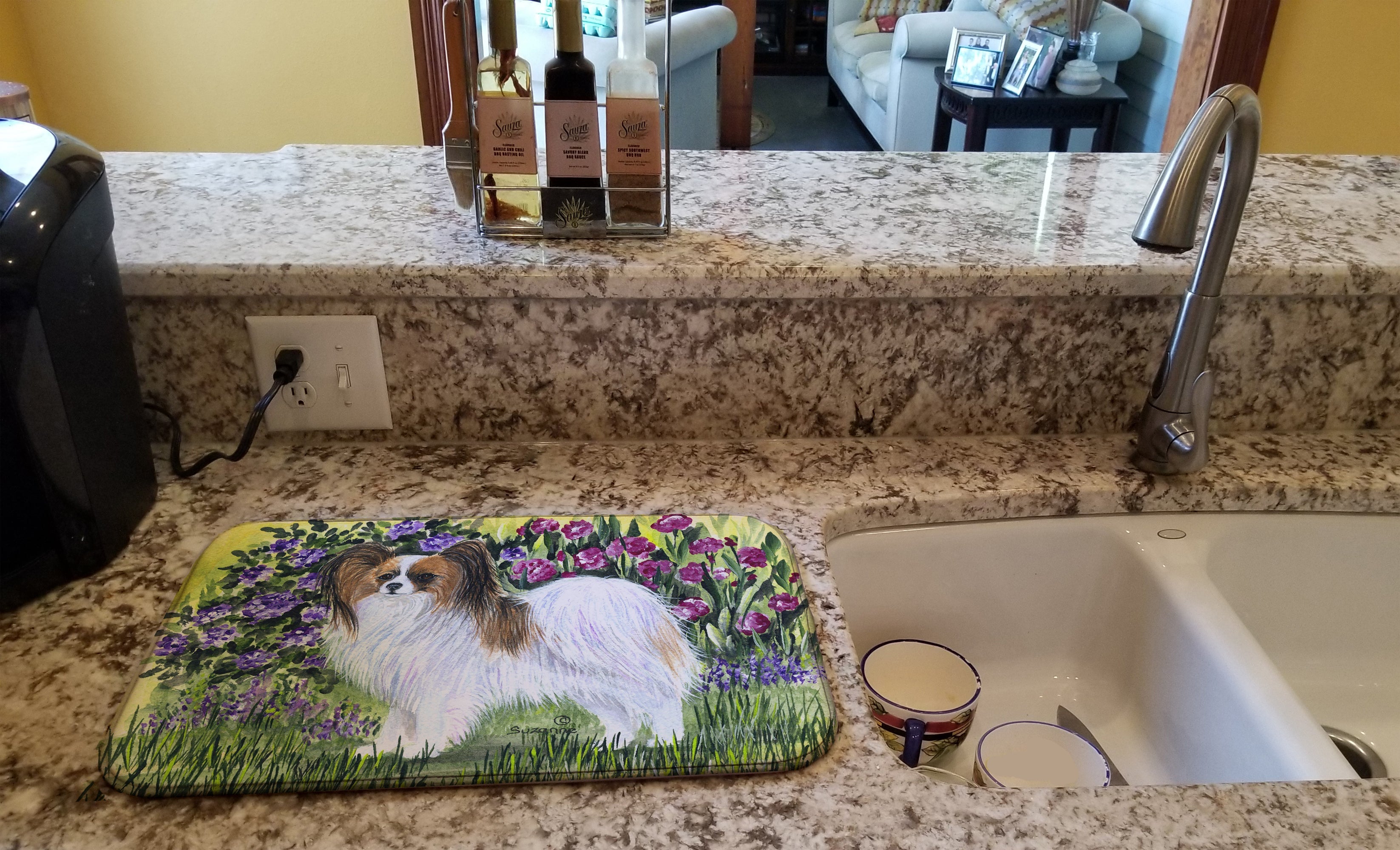Papillon Dish Drying Mat Absorbent Dish Drying Mat Pad for Kitchen Counter Dish Drainer Mat for Countertop, 14 x 21", Multicolor