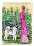 Lady with her Norwegian Elkhound House Flag 28x40 Porch Sleeve Pole Decorative Outside Yard Banner Artwork Wall Hanging, Polyester