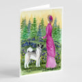 Lady with her Norwegian Elkhound Greeting Cards Pack of 8 Blank Cards with Envelopes Whimsical A7 Size 5x7