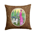Lady with her Norwegian Elkhound Decorative Throw Pillow 14x14 Indoor Outdoor Accent Cushion, Fabric Cover with Insert for Sofa, Bed, Porch & Living Room
