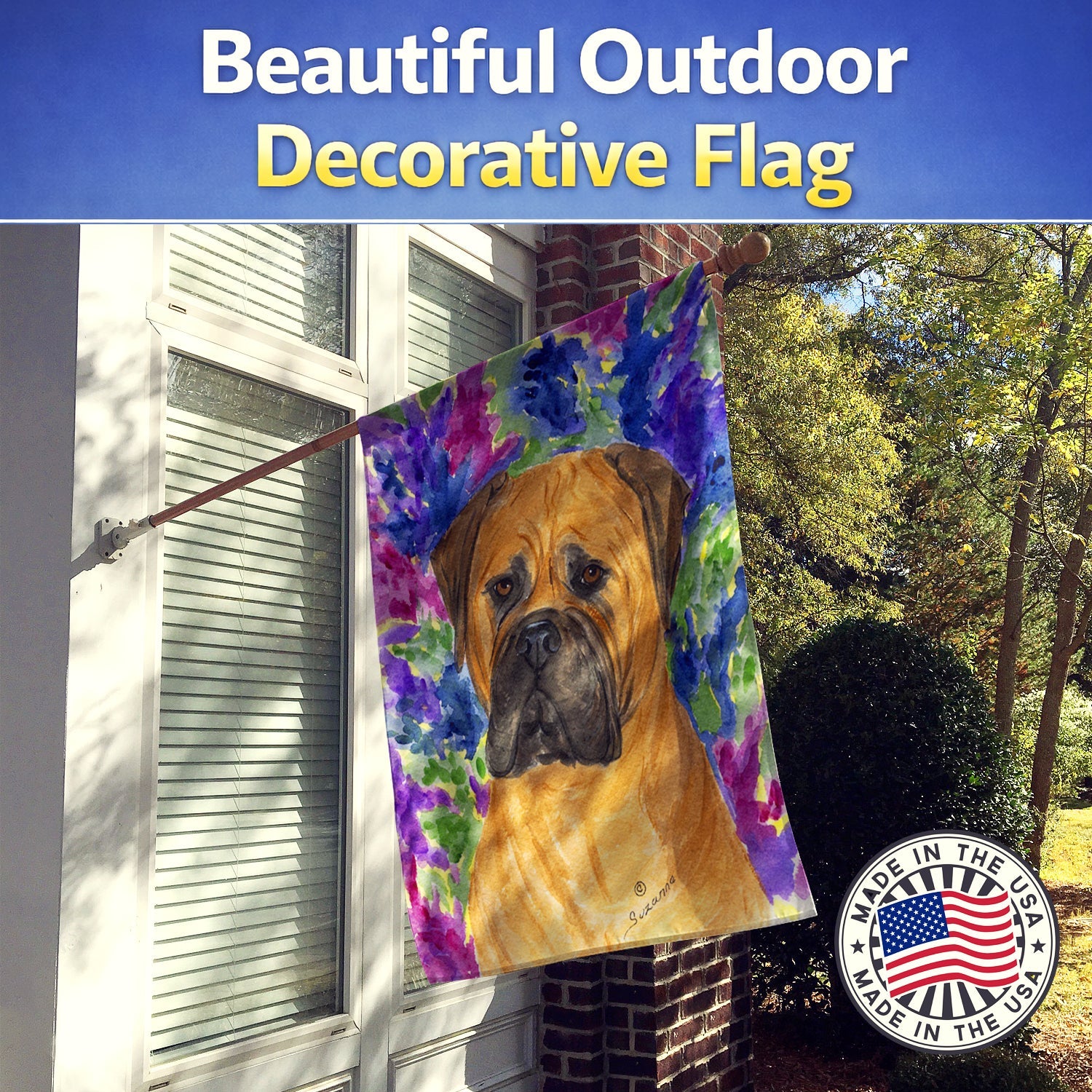 Bullmastiff House Flag 28x40 Porch Sleeve Pole Decorative Outside Yard Banner Artwork Wall Hanging, Polyester