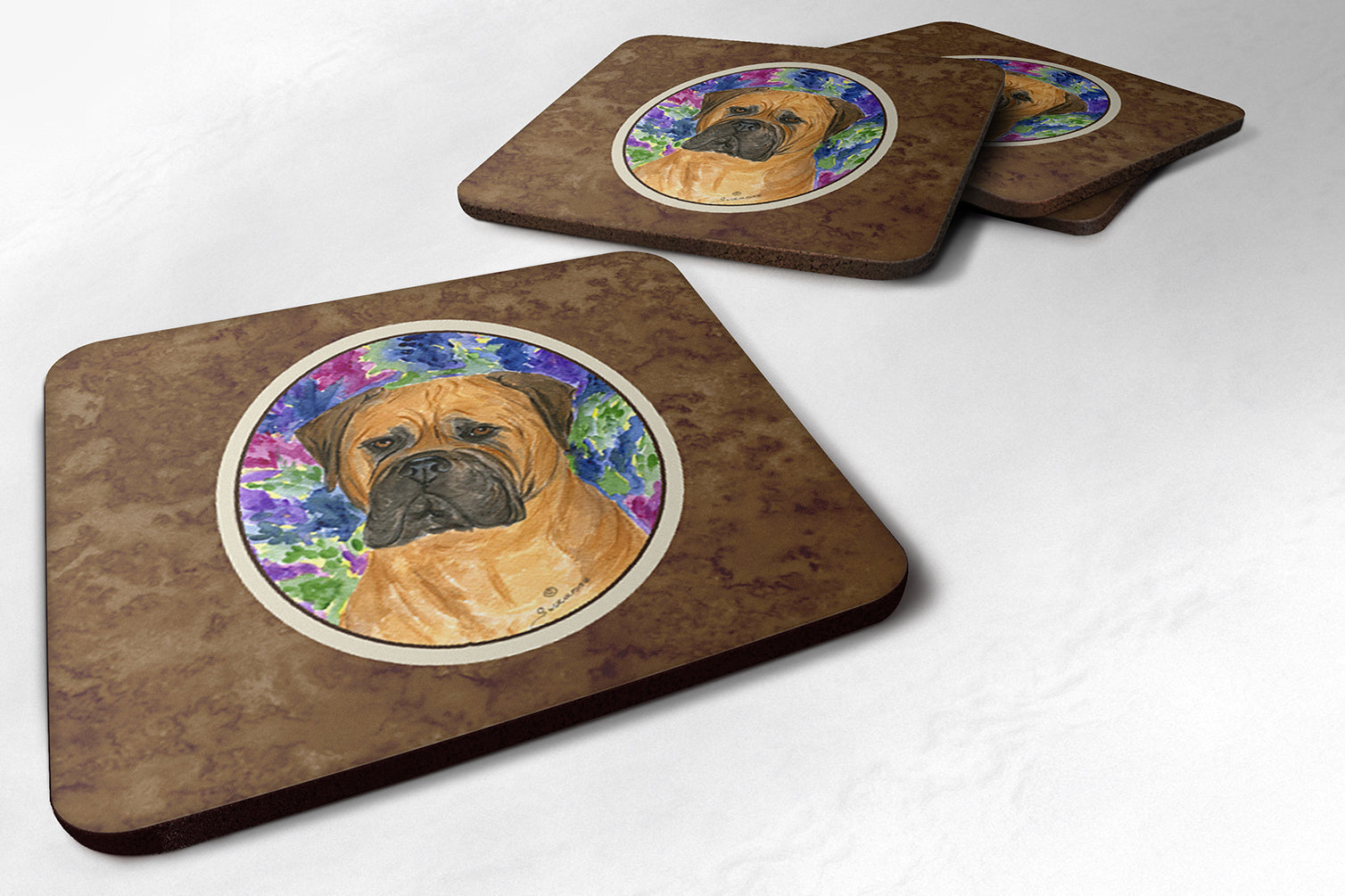 Bullmastiff Foam Coasters Set of 4 Cup Coasters for Indoor Outdoor, Tabletop Protection, Anti Slip, Mouse pad Material