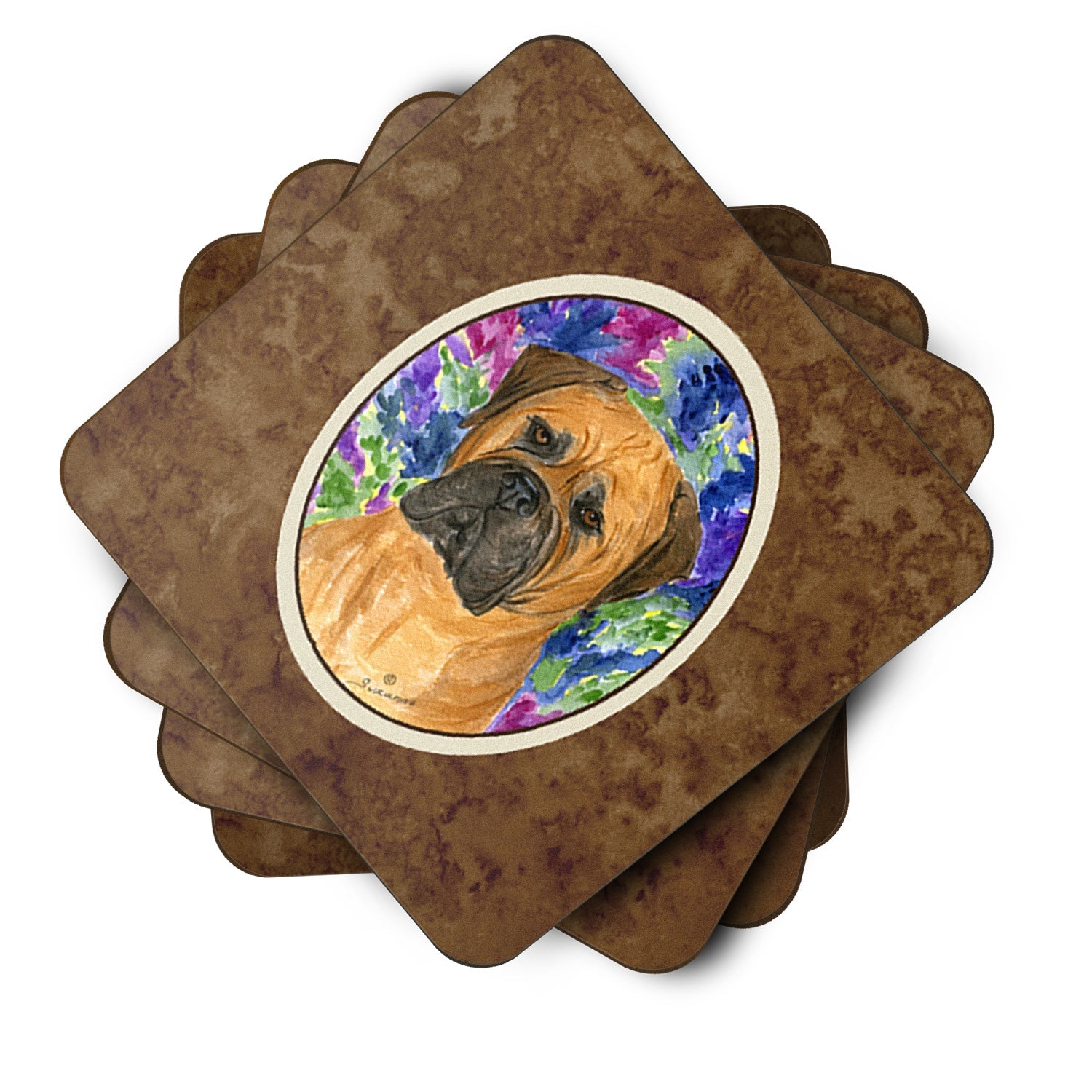 Bullmastiff Foam Coasters Set of 4 Cup Coasters for Indoor Outdoor, Tabletop Protection, Anti Slip, Mouse pad Material