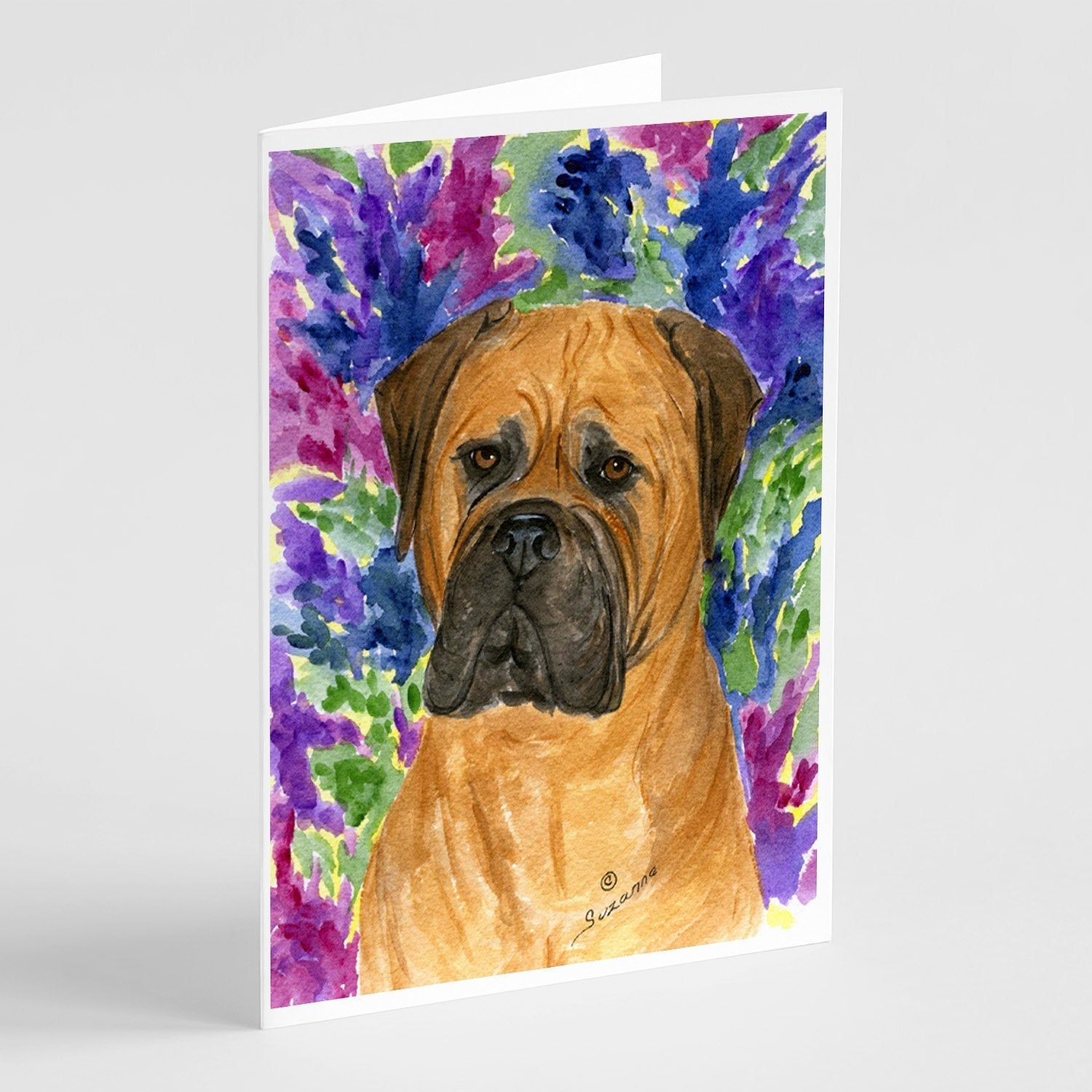 Bullmastiff Greeting Cards Pack of 8 Blank Cards with Envelopes Whimsical A7 Size 5x7