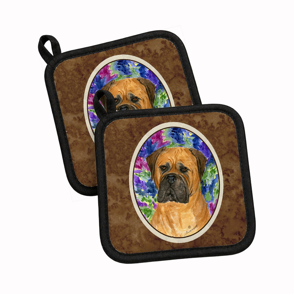 Bullmastiff Pot Holder Set of 2 Heat Resistant Quilted Hot Pads 7.5 x 7.5 Inch, Insulated Kitchen Trivets for Cooking & Baking