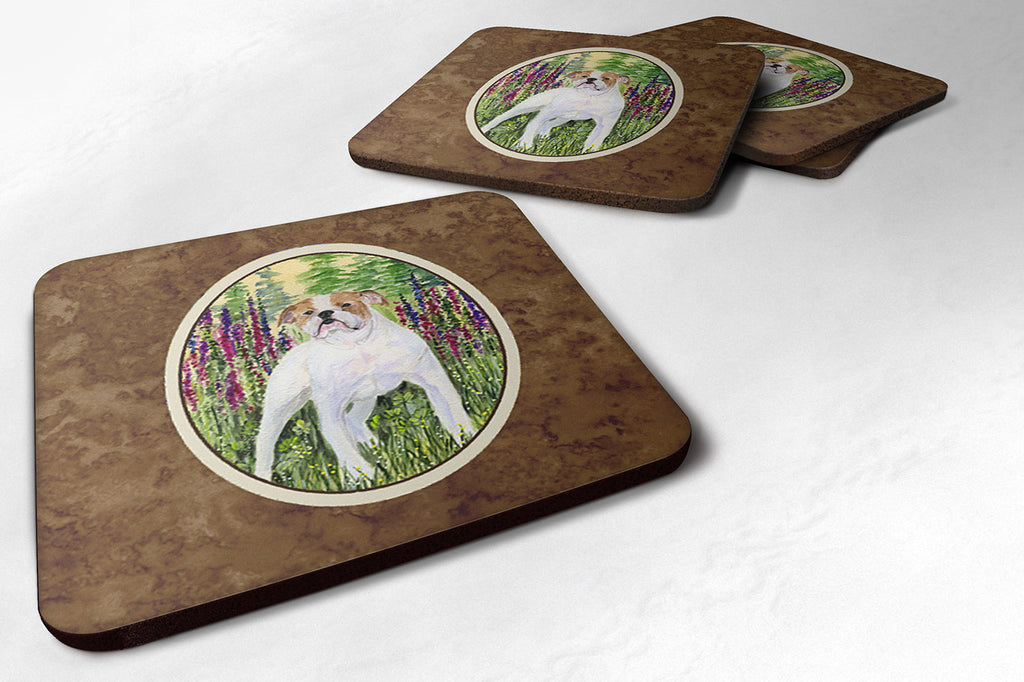 English Bulldog Foam Coasters Set of 4 Cup Coasters for Indoor Outdoor, Tabletop Protection, Anti Slip, Mouse pad Material
