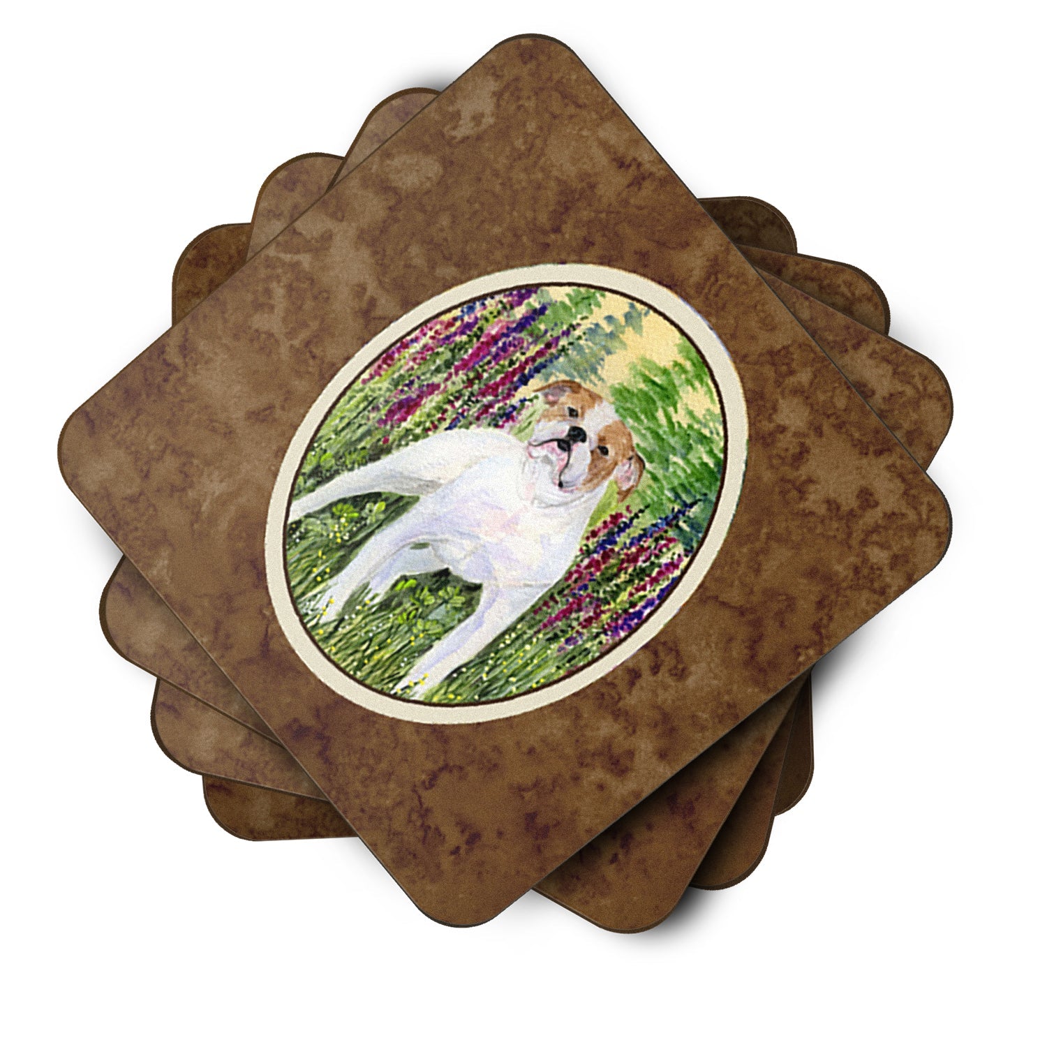 English Bulldog Foam Coasters Set of 4 Cup Coasters for Indoor Outdoor, Tabletop Protection, Anti Slip, Mouse pad Material