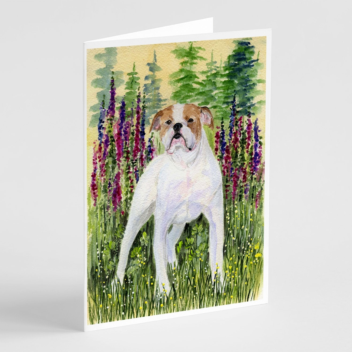 English Bulldog Greeting Cards Pack of 8 Blank Cards with Envelopes Whimsical A7 Size 5x7