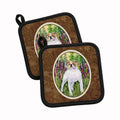 English Bulldog Pot Holder Set of 2 Heat Resistant Quilted Hot Pads 7.5 x 7.5 Inch, Insulated Kitchen Trivets for Cooking & Baking