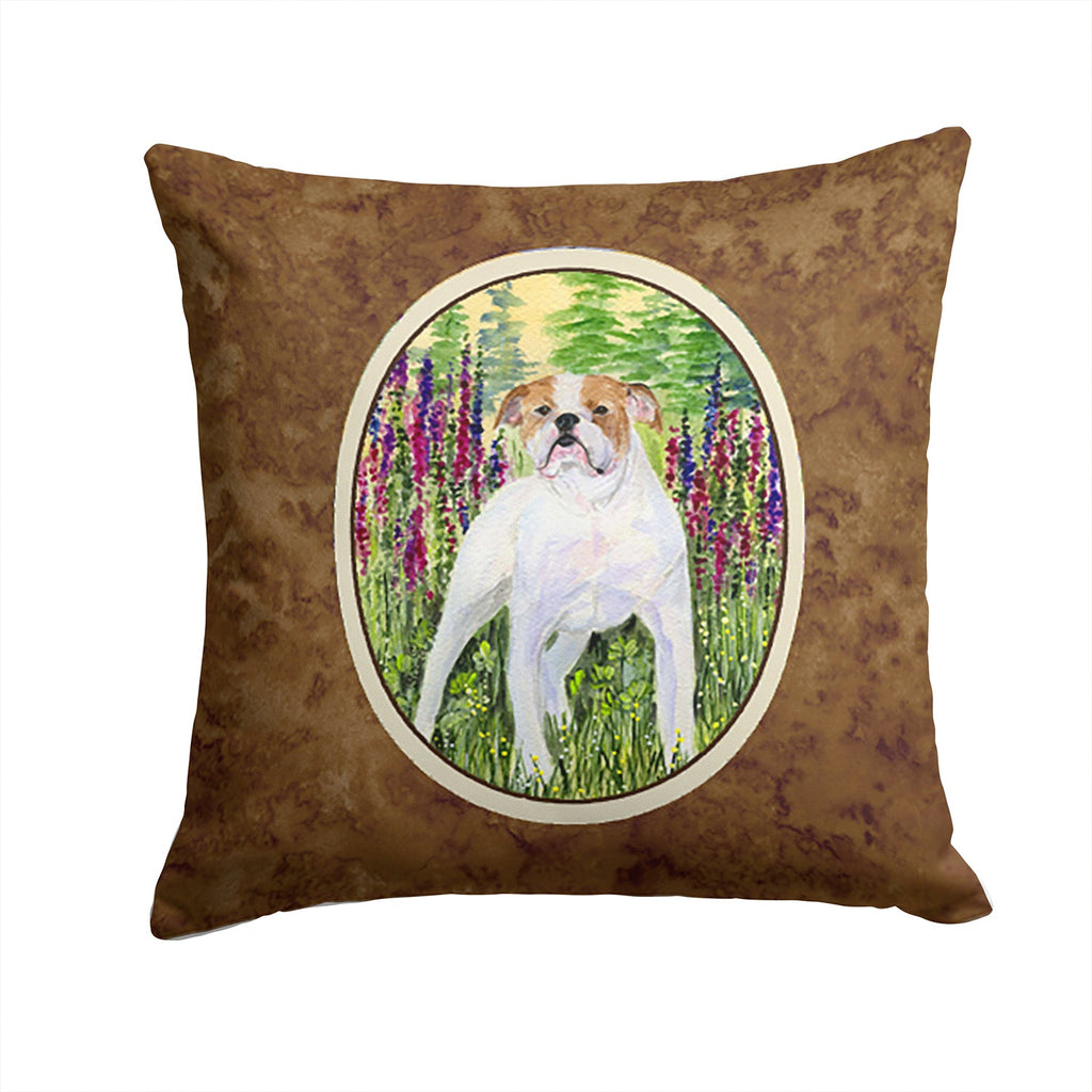 English Bulldog Decorative Throw Pillow 14x14 Indoor Outdoor Accent Cushion, Fabric Cover with Insert for Sofa, Bed, Porch & Living Room