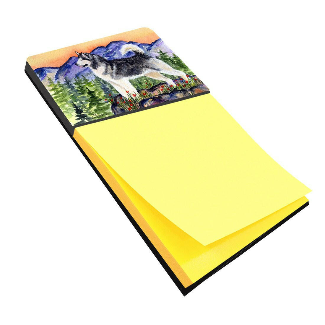 Alaskan Malamute Watercolor Sticky Note Holder Refillable Dispenser Desk Accessory 3x3 Pad Gift