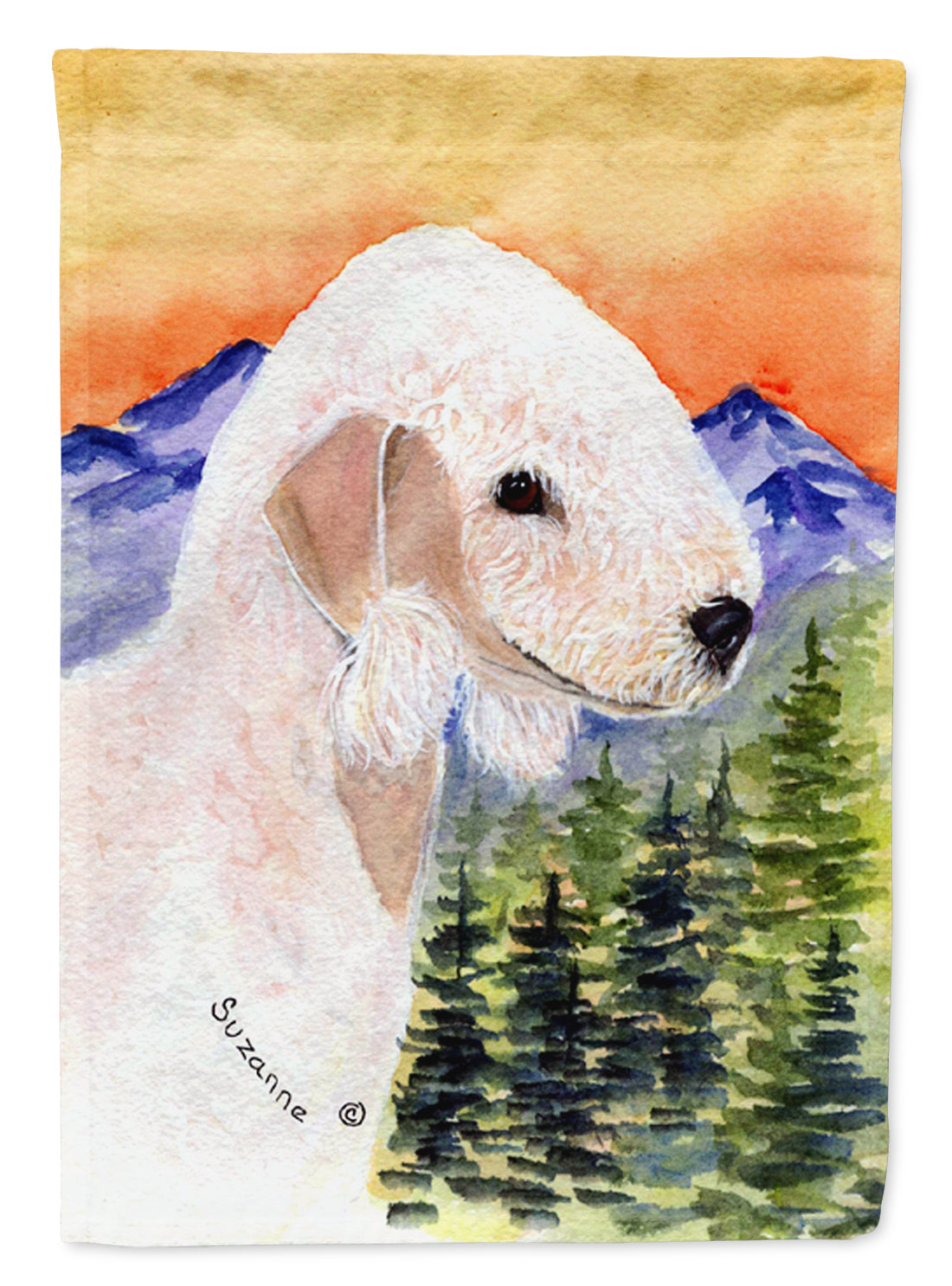 Bedlington Terrier House Flag 28x40 Porch Sleeve Pole Decorative Outside Yard Banner Artwork Wall Hanging, Polyester