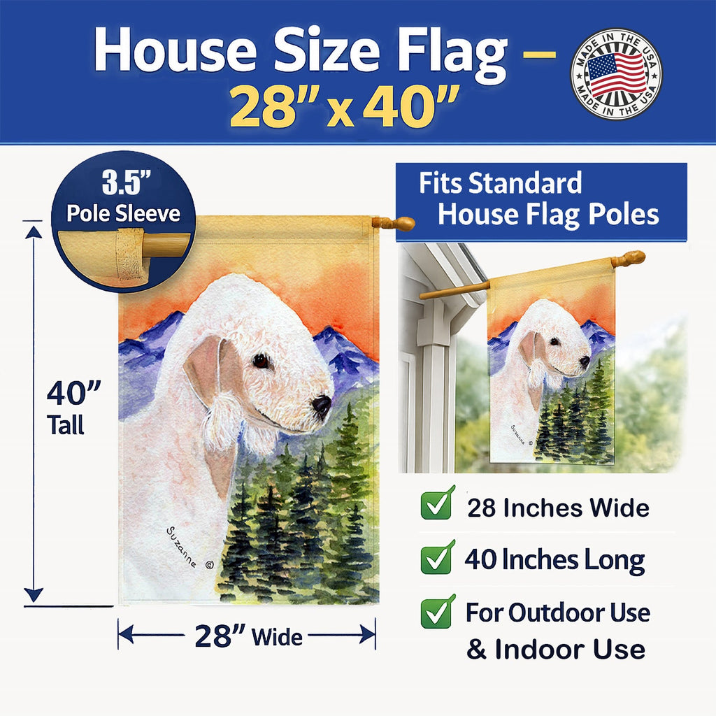 Bedlington Terrier House Flag 28x40 Porch Sleeve Pole Decorative Outside Yard Banner Artwork Wall Hanging, Polyester