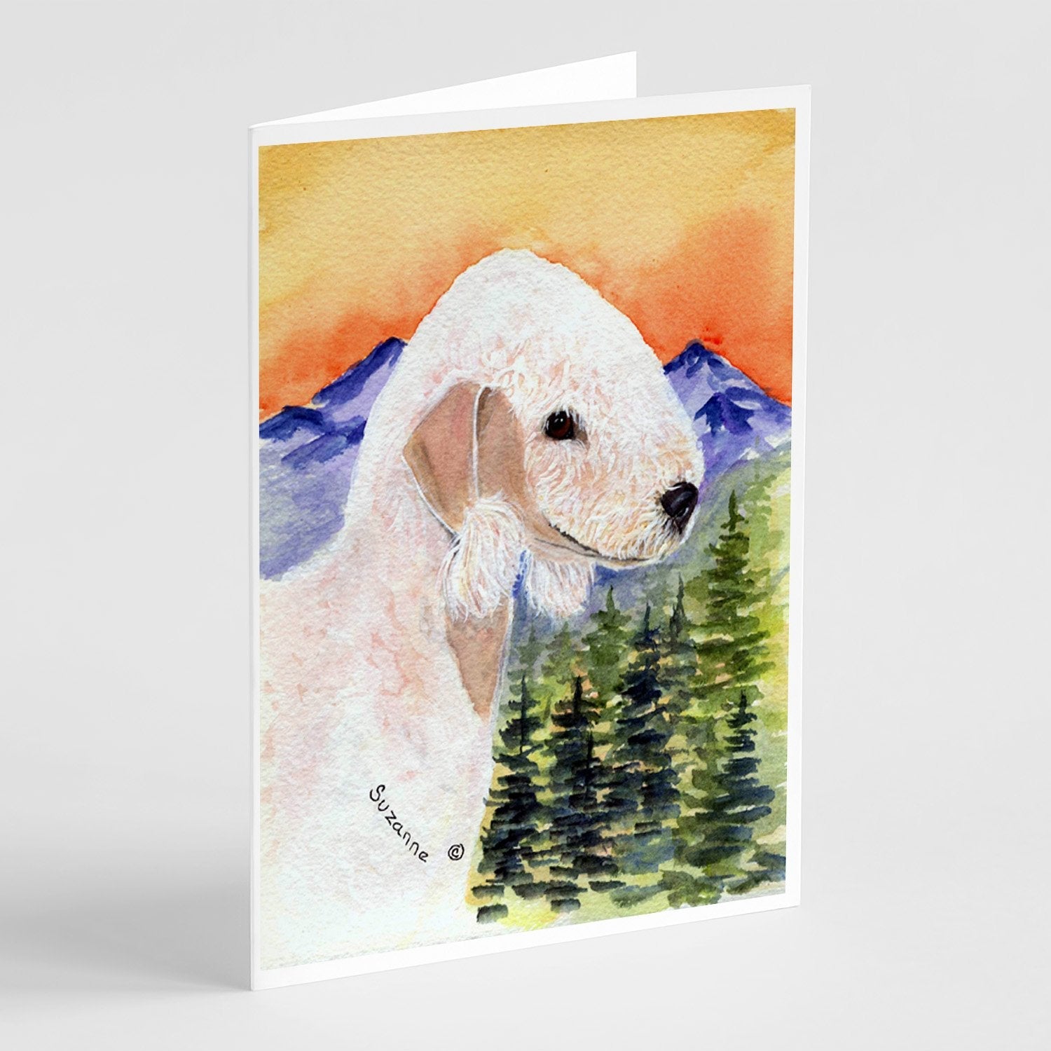Bedlington Terrier Greeting Cards Pack of 8 Blank Cards with Envelopes Whimsical A7 Size 5x7