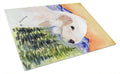Bedlington Terrier Cutting Board Tempered Glass Kitchen Cutting Surface, Heat Resistant Chopping, Non-Slip Feet, Food Prep & Serving