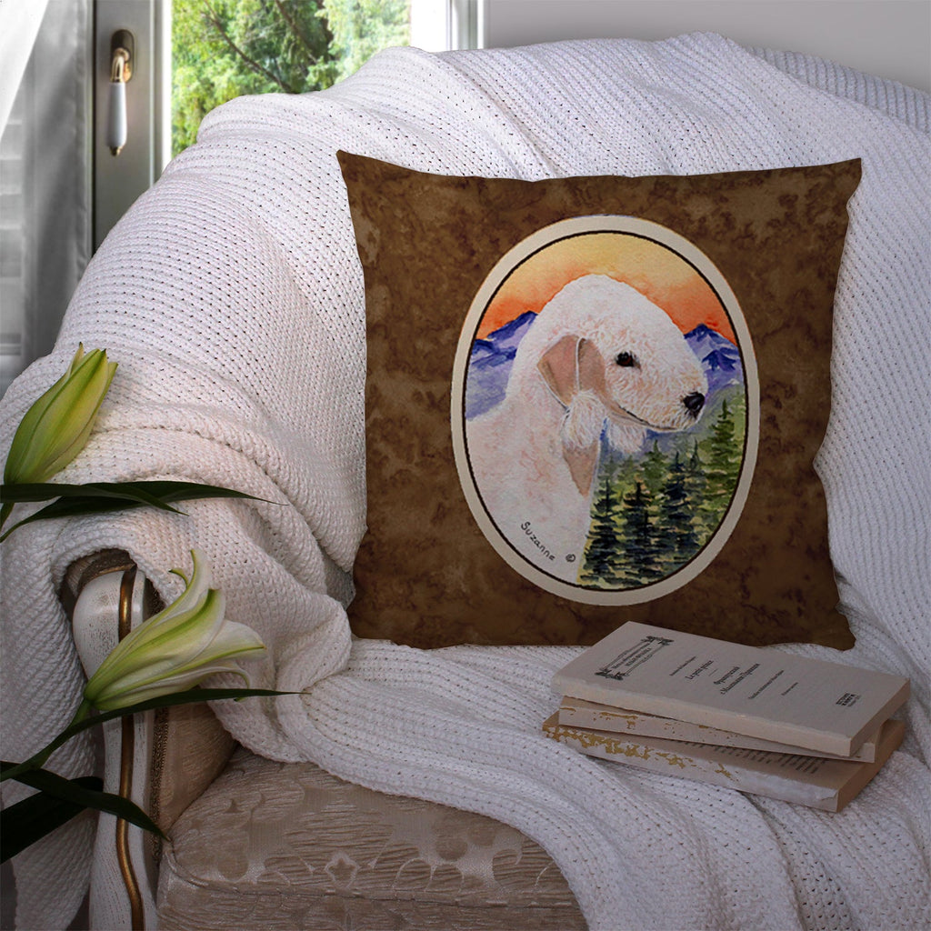 Bedlington Terrier Decorative Throw Pillow 14x14 Indoor Outdoor Accent Cushion, Fabric Cover with Insert for Sofa, Bed, Porch & Living Room