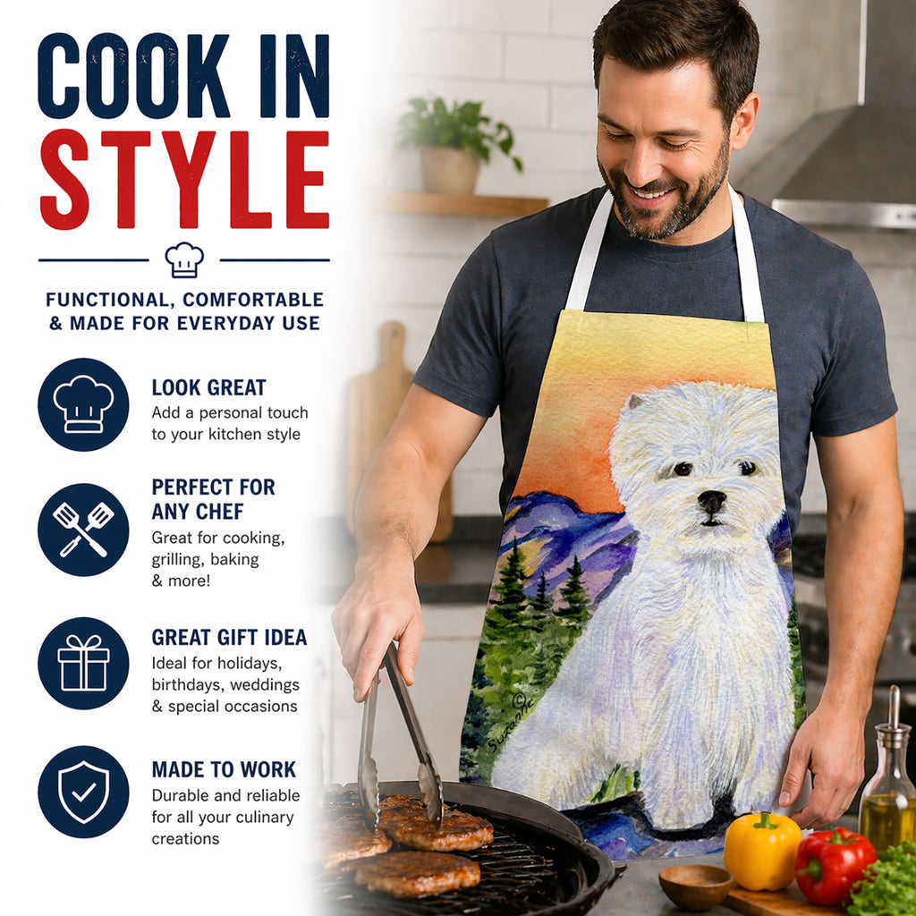 Westie Apron Cooking Kitchen Server Baking Crafts Gardening for Adult Women Men, Unisex, Large, Multicolor