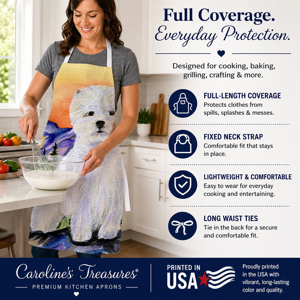 Westie Apron Cooking Kitchen Server Baking Crafts Gardening for Adult Women Men, Unisex, Large, Multicolor