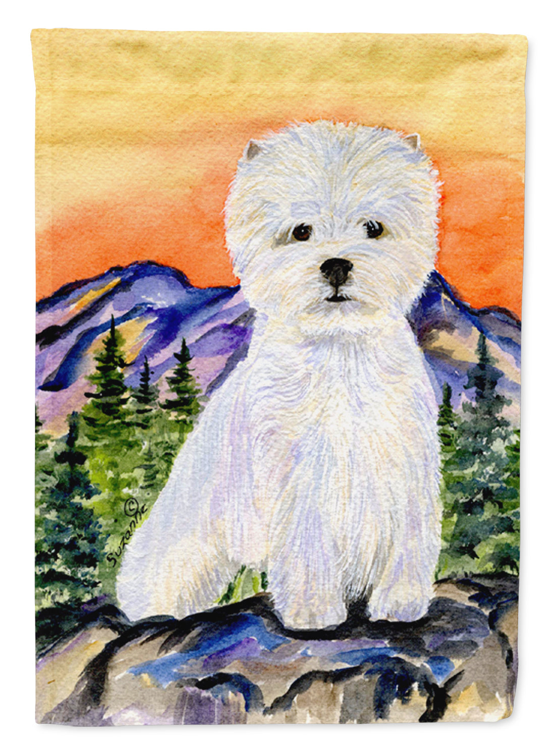 Westie House Flag 28x40 Porch Sleeve Pole Decorative Outside Yard Banner Artwork Wall Hanging, Polyester