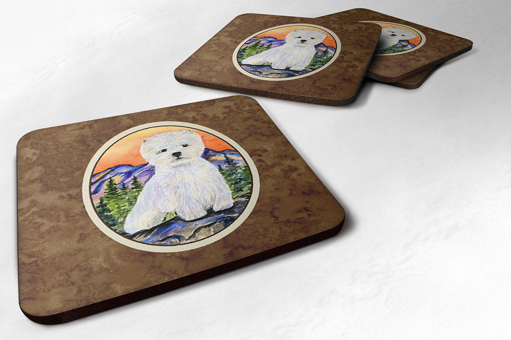 Westie Foam Coasters Set of 4 Cup Coasters for Indoor Outdoor, Tabletop Protection, Anti Slip, Mouse pad Material