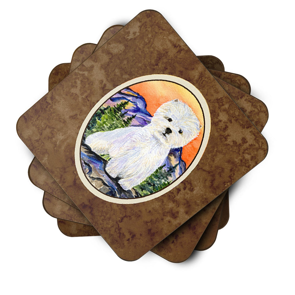 Westie Foam Coasters Set of 4 Cup Coasters for Indoor Outdoor, Tabletop Protection, Anti Slip, Mouse pad Material