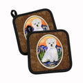 Westie Pot Holder Set of 2 Heat Resistant Quilted Hot Pads 7.5 x 7.5 Inch, Insulated Kitchen Trivets for Cooking & Baking