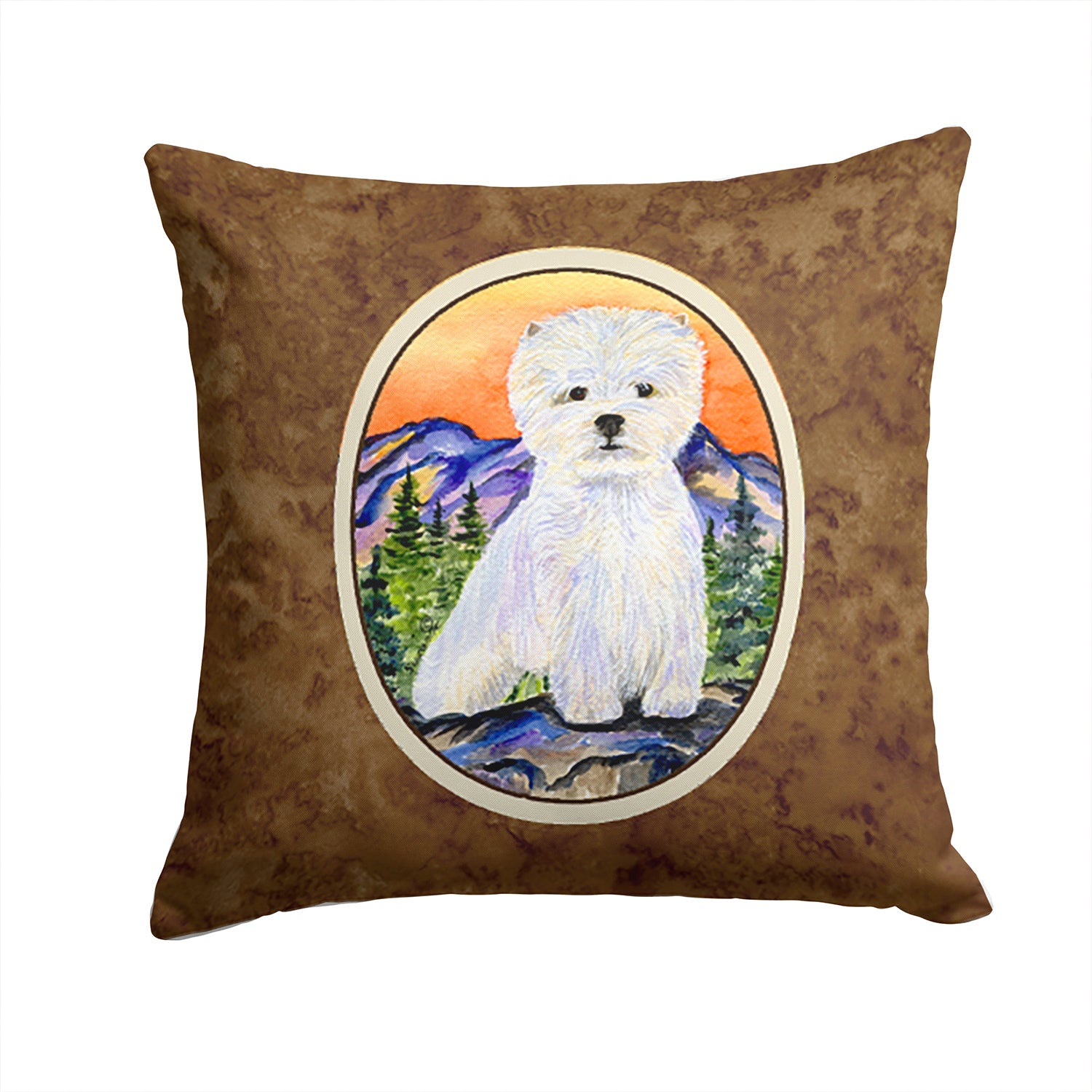 Westie Decorative Throw Pillow 14x14 Indoor Outdoor Accent Cushion, Fabric Cover with Insert for Sofa, Bed, Porch & Living Room