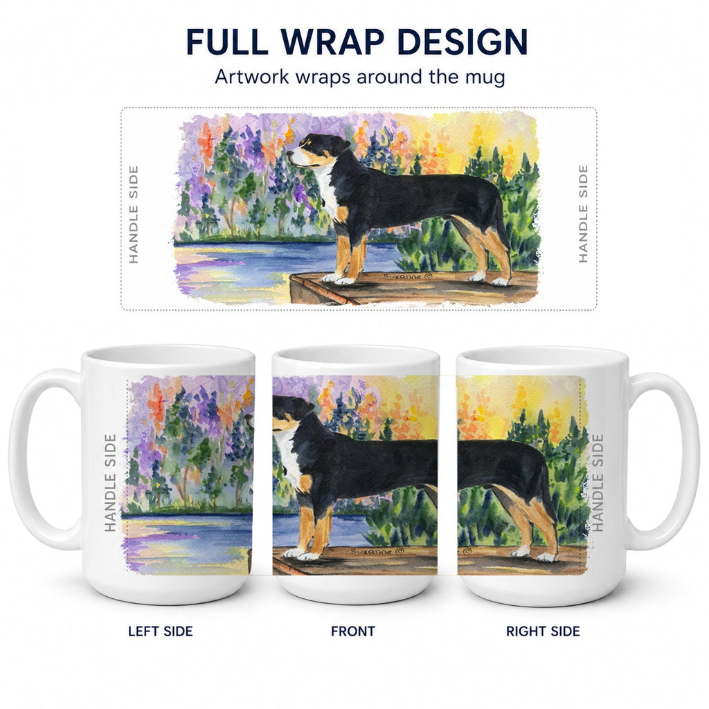 Greater Swiss Mountain Dog Ceramic Coffee Mug 15 oz Decorative Large C Handle Mug Cup for Tea, Cocoa Hot Chocolate