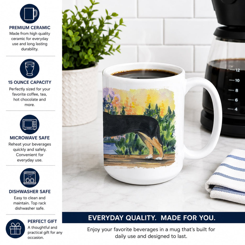 Greater Swiss Mountain Dog Ceramic Coffee Mug 15 oz Decorative Large C Handle Mug Cup for Tea, Cocoa Hot Chocolate