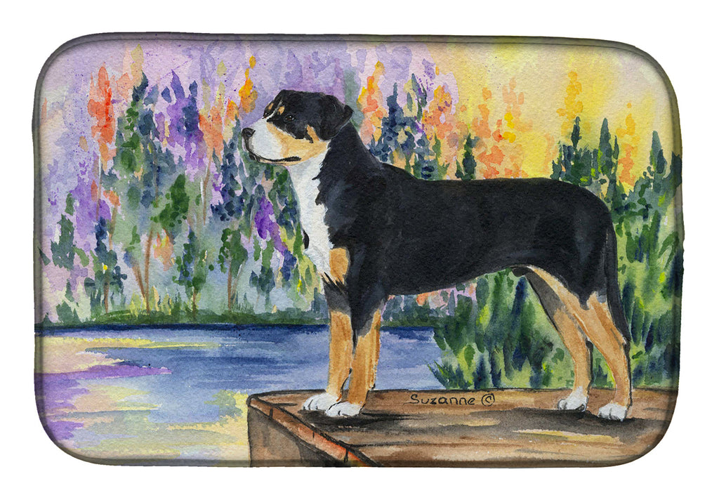 Greater Swiss Mountain Dog Dish Drying Mat Absorbent Dish Drying Mat Pad for Kitchen Counter Dish Drainer Mat for Countertop, 14 x 21", Multicolor