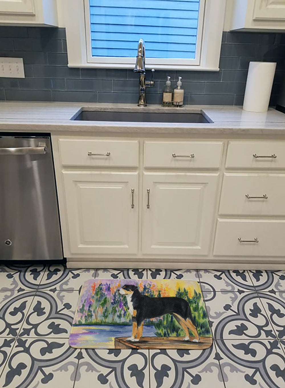 Greater Swiss Mountain Dog Memory Foam Kitchen Mat Machine Washable Anti-Fatigue Cushion Comfort Bath or Kitchen Rug