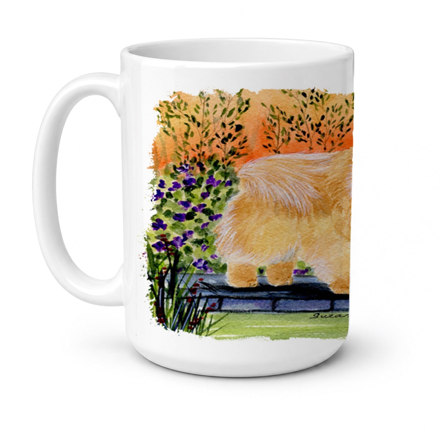 Pomeranian Ceramic Coffee Mug 15 oz Decorative Large C Handle Mug Cup for Tea, Cocoa Hot Chocolate