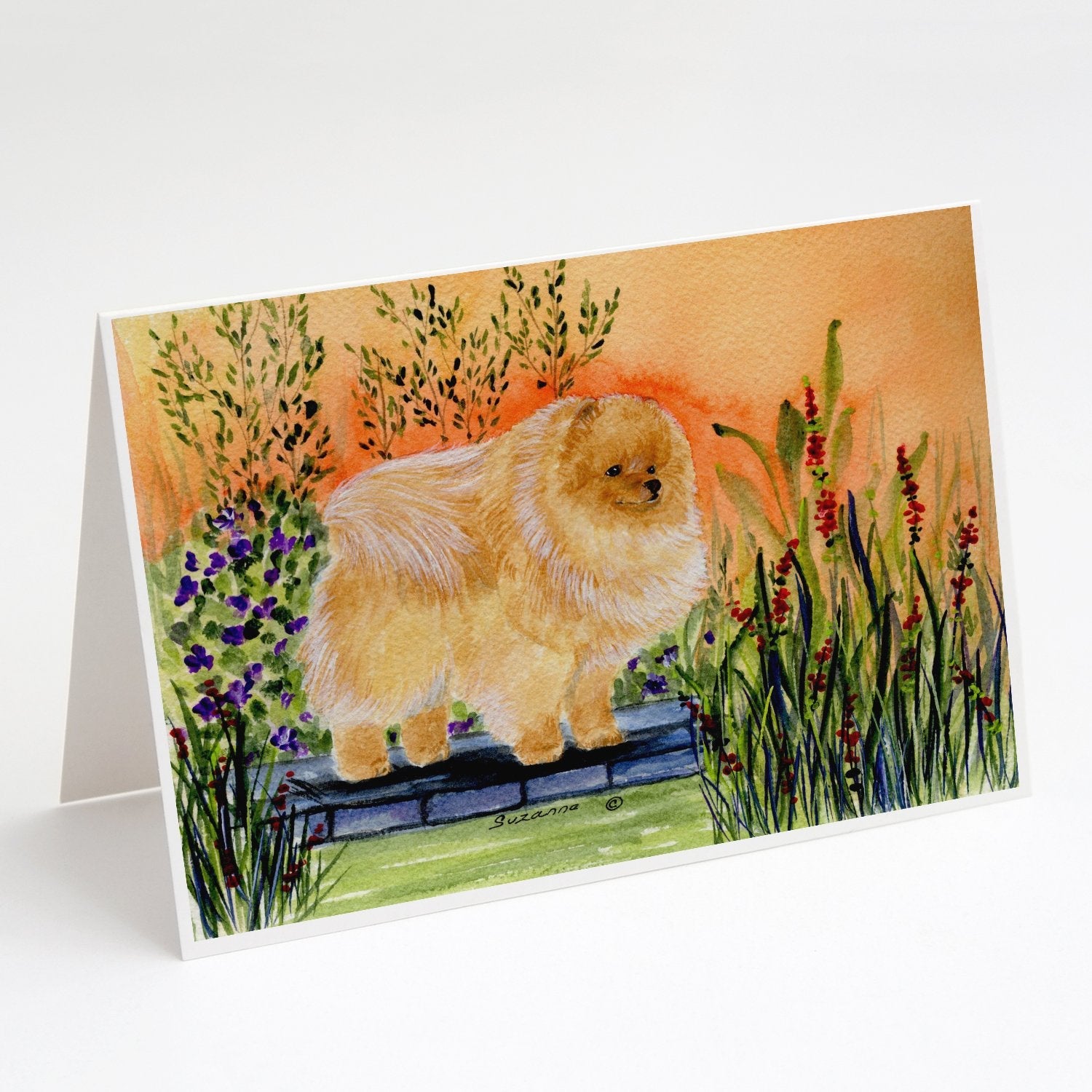 Pomeranian Greeting Cards Pack of 8 Blank Cards with Envelopes Whimsical A7 Size 5x7