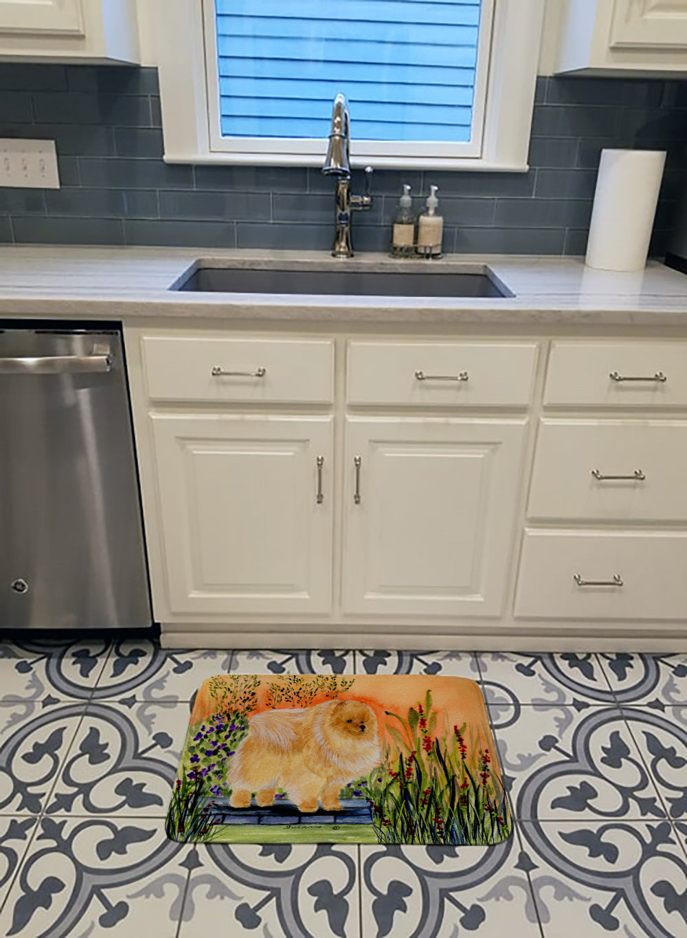 Pomeranian Memory Foam Kitchen Mat Machine Washable Anti-Fatigue Cushion Comfort Bath or Kitchen Rug