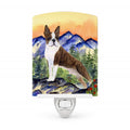 Boston Terrier Ceramic Night Light Compact, UL-Certified, Ideal for Bedroom, Bathroom, Nursery, Hallway, Kitchen, 6x4x3, Multicolor