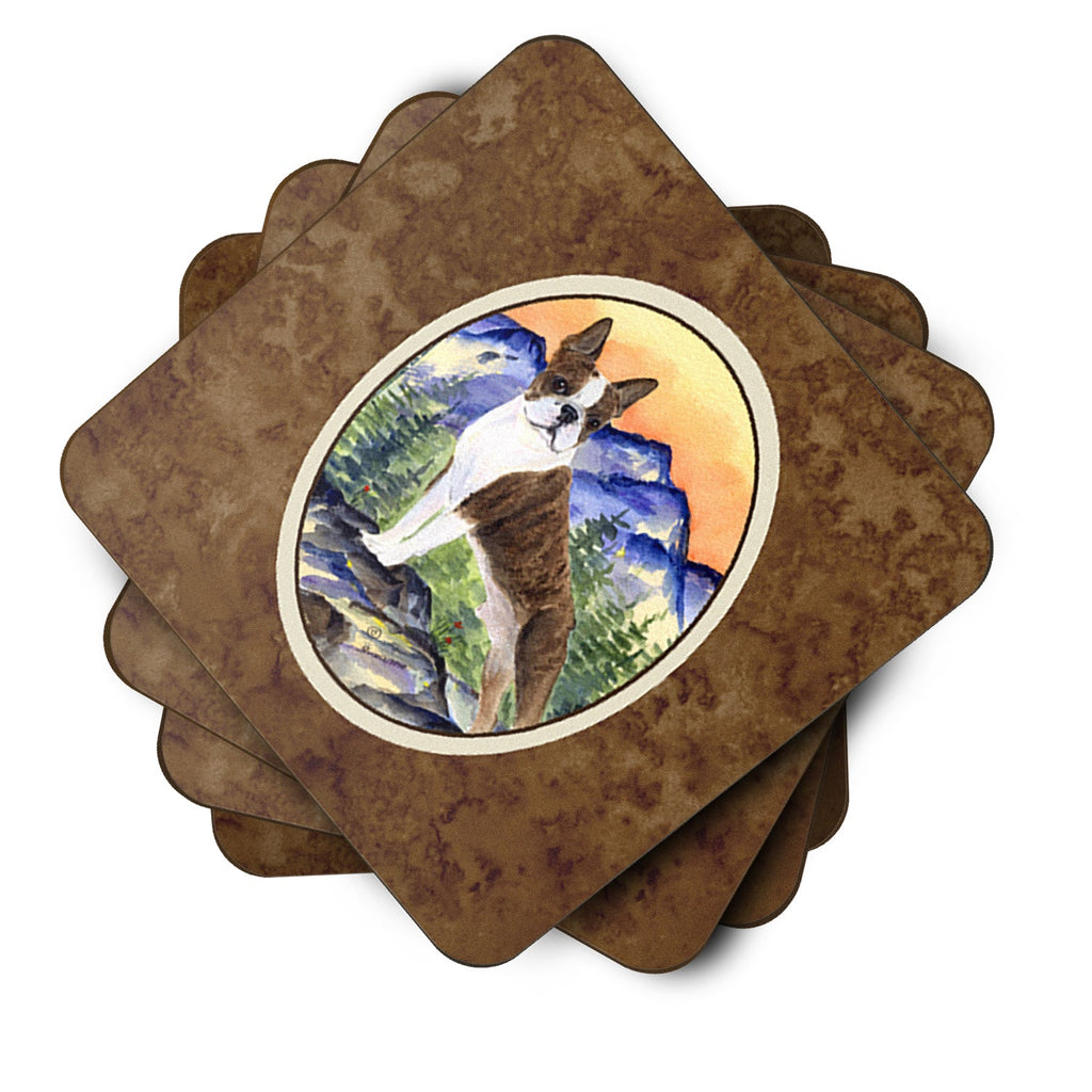 Boston Terrier Foam Coasters Set of 4 Cup Coasters for Indoor Outdoor, Tabletop Protection, Anti Slip, Mouse pad Material