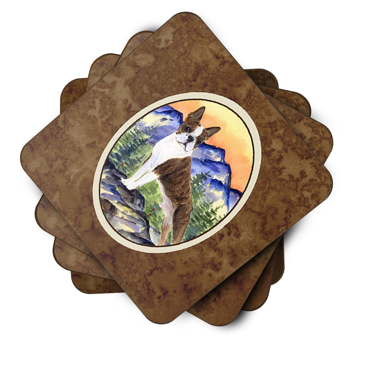 Boston Terrier Foam Coasters Set of 4 Cup Coasters for Indoor Outdoor, Tabletop Protection, Anti Slip, Mouse pad Material