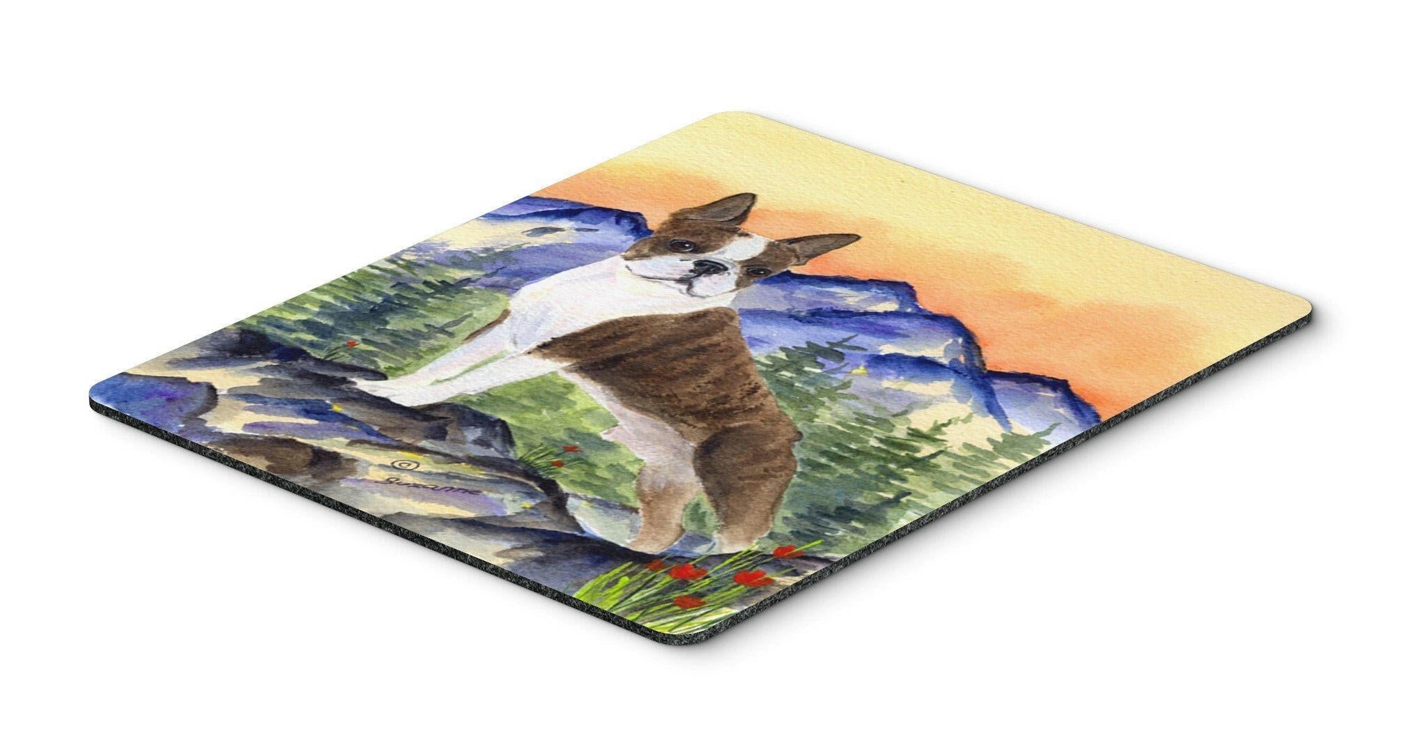 Boston Terrier Mouse Pad, Heat Resistant Trivet Hot Pad , Non Slip Rubber Desk Mat, Kitchen Counter Protector, Home Office Decor Gift
