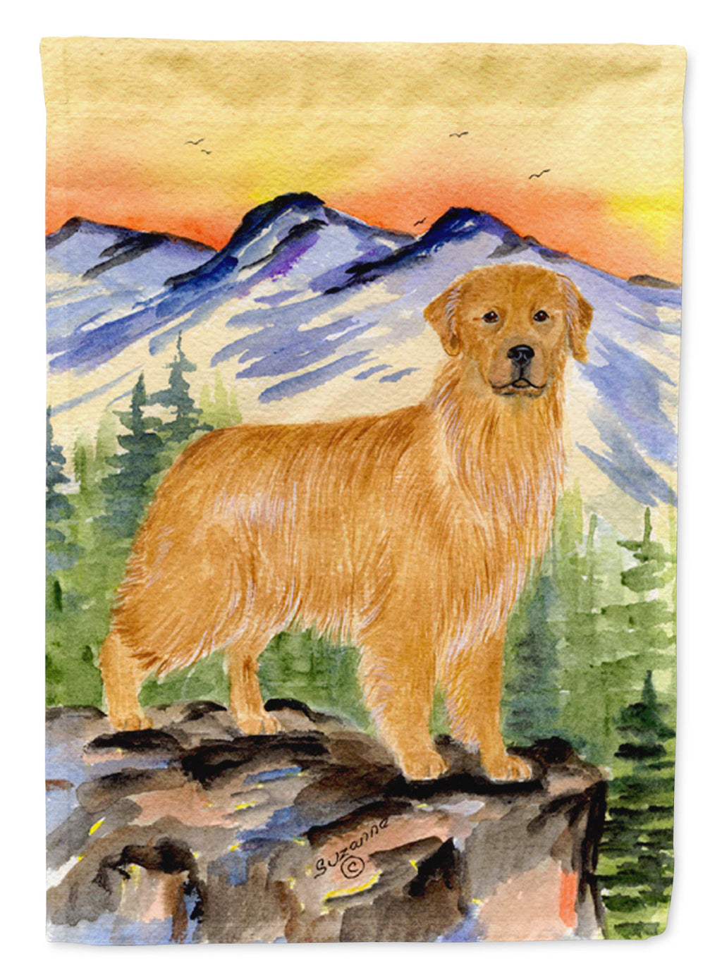 Golden Retriever House Flag 28x40 Porch Sleeve Pole Decorative Outside Yard Banner Artwork Wall Hanging, Polyester