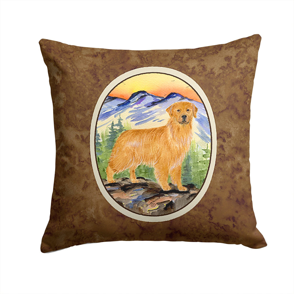 Golden Retriever Decorative Throw Pillow 14x14 Indoor Outdoor Accent Cushion, Fabric Cover with Insert for Sofa, Bed, Porch & Living Room